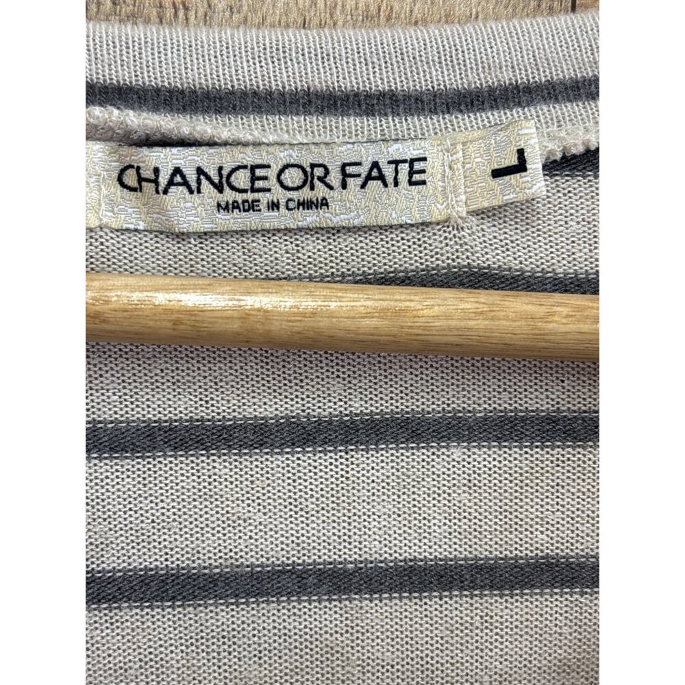 Chance Or Fate Striped Tie-Hem Cropped Long Sleeve Top L - Picture 2 of 6